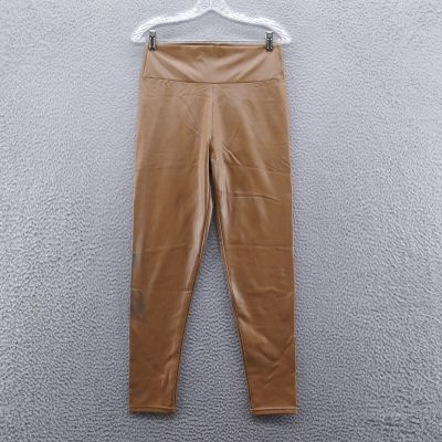 Tagoo Womens Faux Leather Pull On Ankle Leggings Large Brown High Rise NEW
